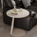 Black Minimalist Round Wood Steel C Shaped Side Table
