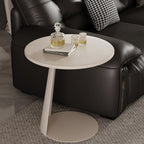 Black Minimalist Round Wood Steel C Shaped Side Table