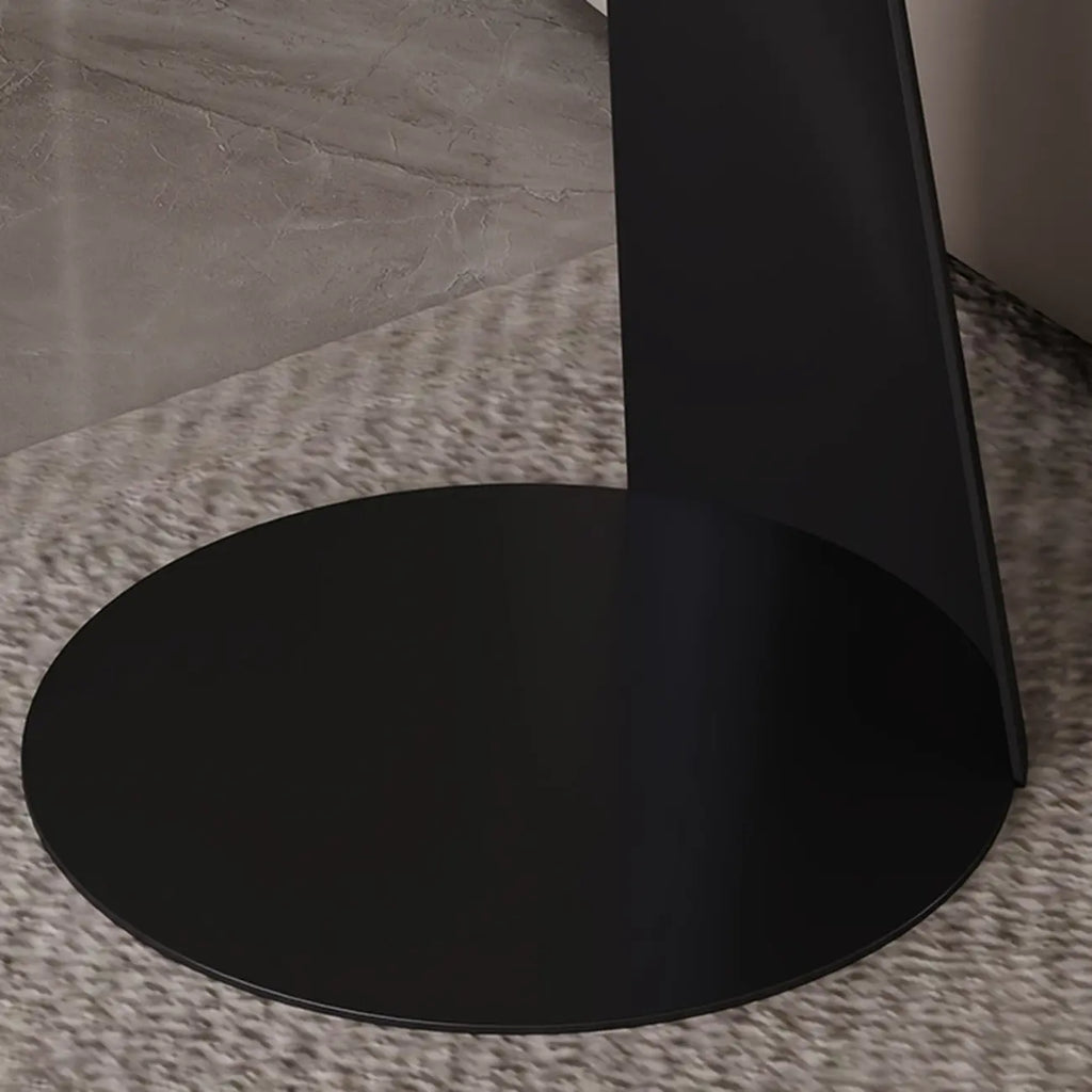 Black Minimalist Round Wood Steel C Shaped Side Table