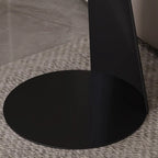 Black Minimalist Round Wood Steel C Shaped Side Table