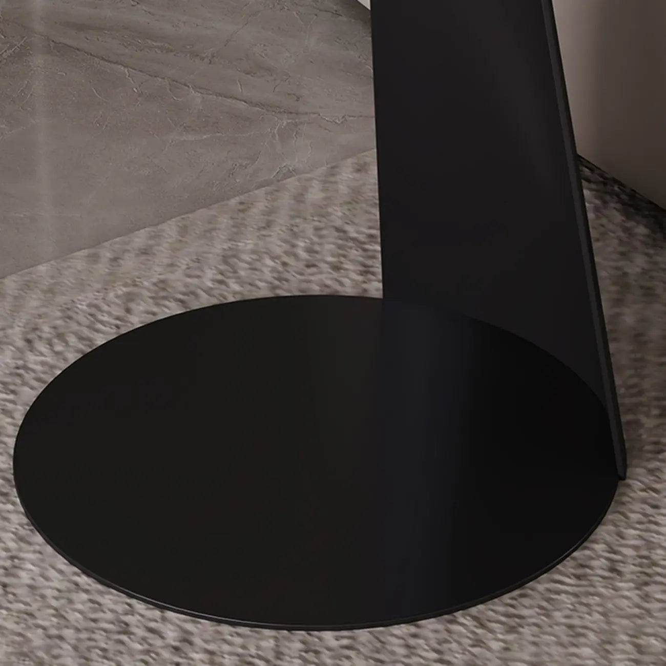 Black Minimalist Round Wood Steel C Shaped Side Table
