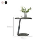 Black Minimalist Round Wood Steel C Shaped Side Table