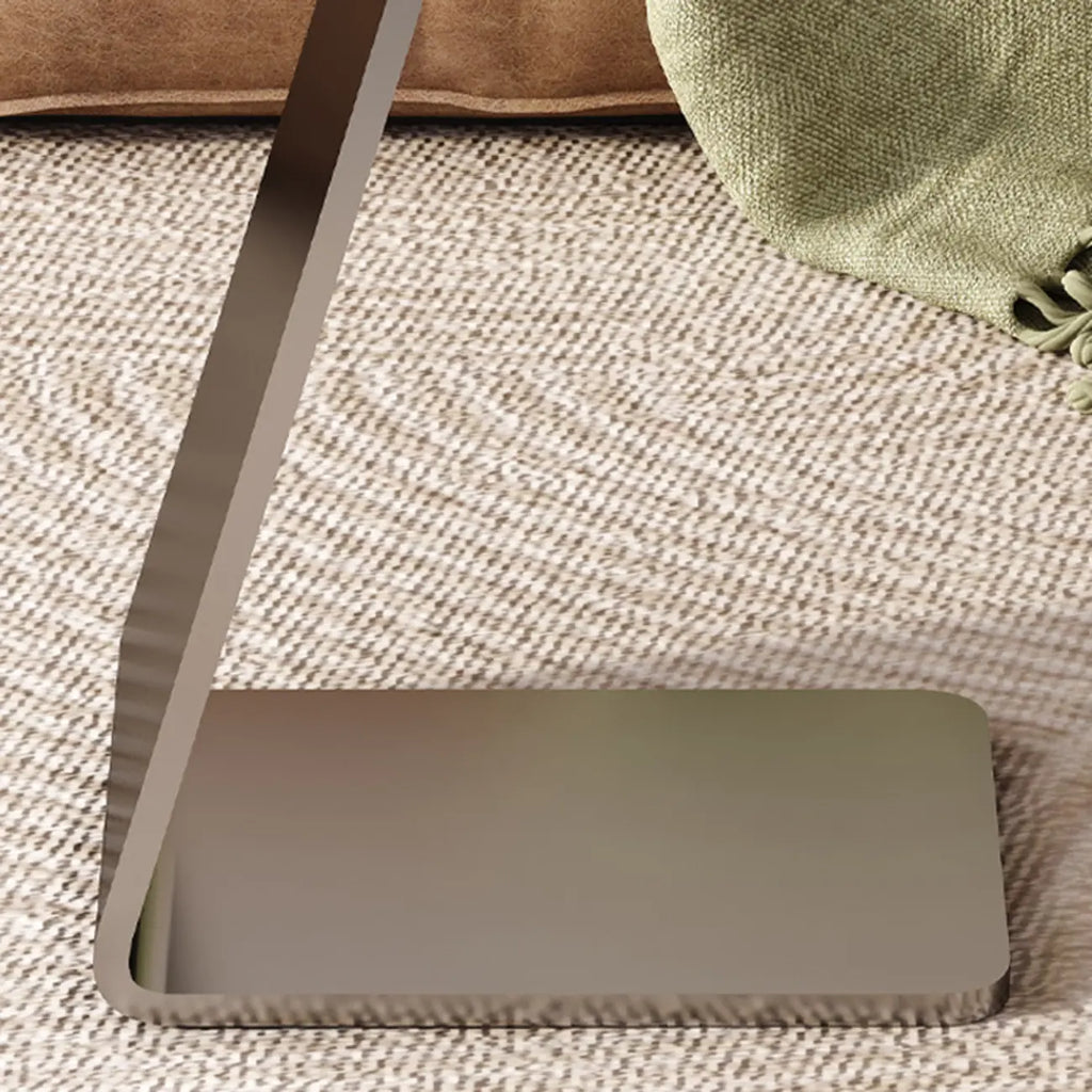 Contemporary C Shaped Stone Stainless Steel Side Table