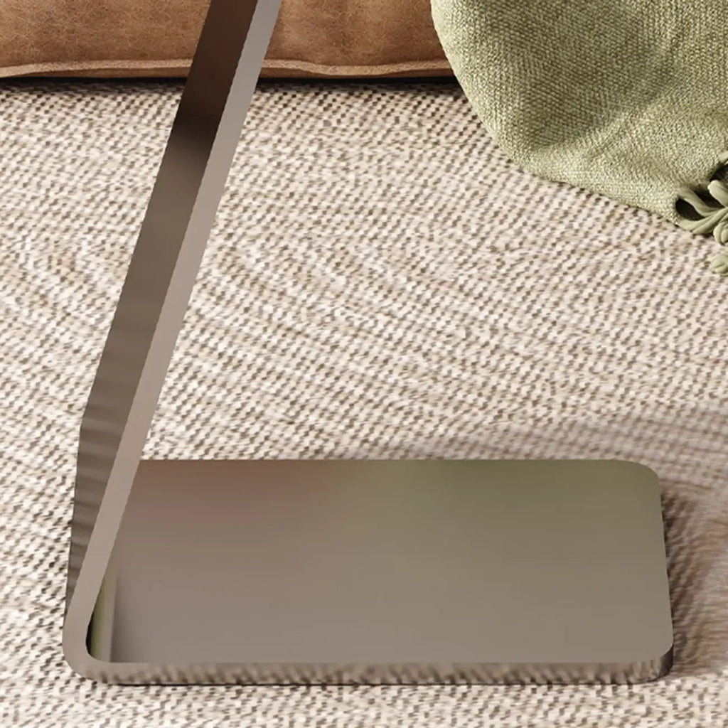 Contemporary C Shaped Stone Stainless Steel Side Table