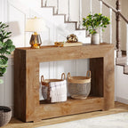 Vintage Wood Console Table Rectangular with Shelf