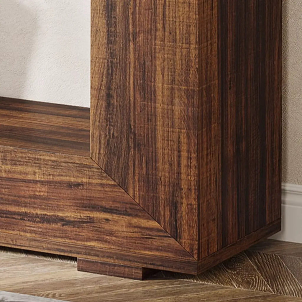 Vintage Wood Console Table Rectangular with Shelf