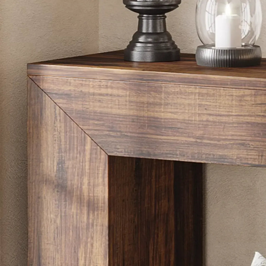 Vintage Wood Console Table Rectangular with Shelf