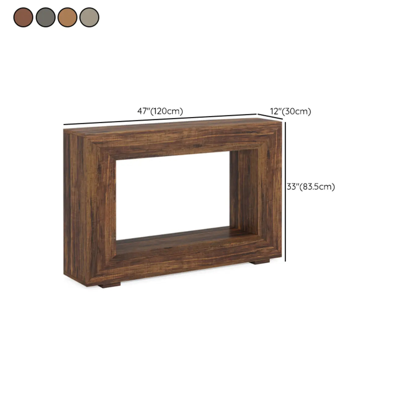 Vintage Wood Console Table Rectangular with Shelf