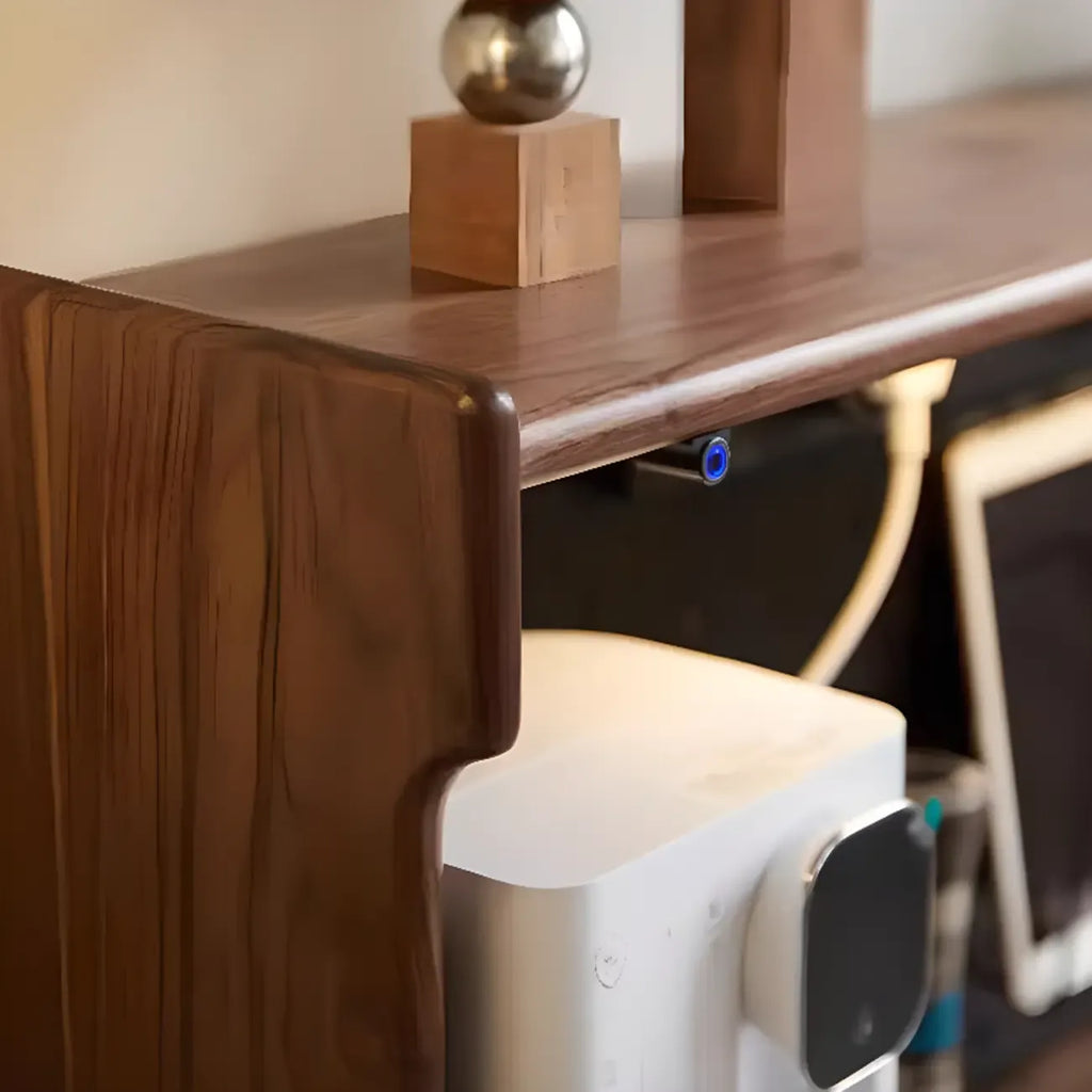 Modern Walnut Stone Countertop Buffet with Cabinets