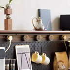 Modern Walnut Stone Countertop Buffet with Cabinets