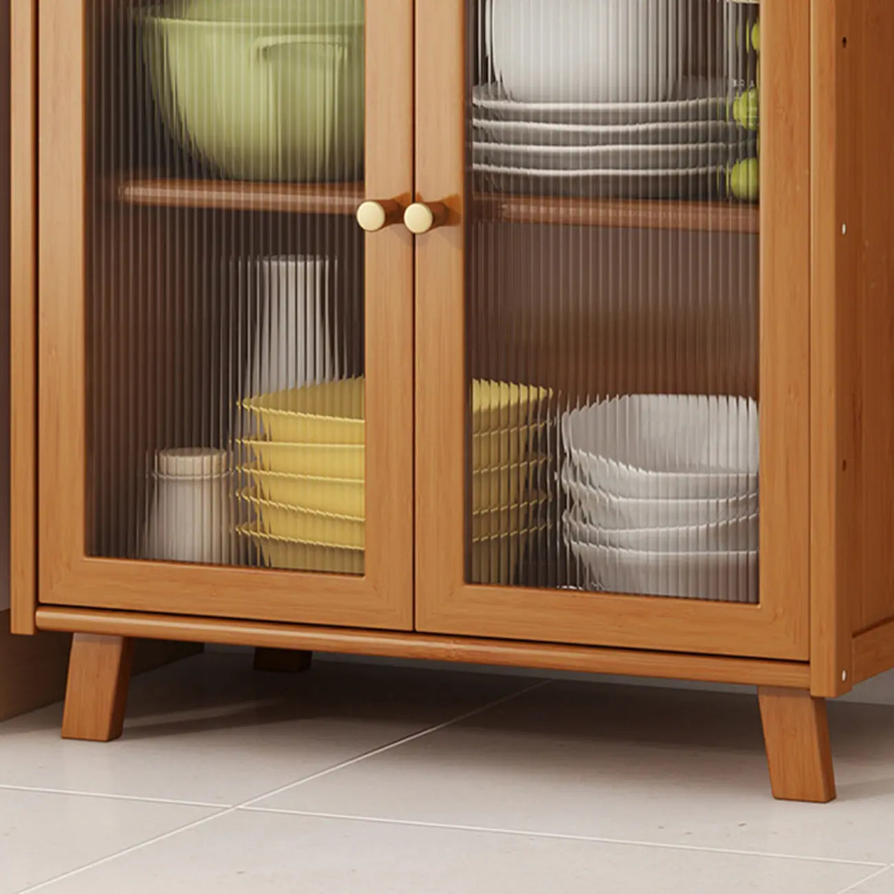Modern Bamboo Narrow Buffet with Ample Storage