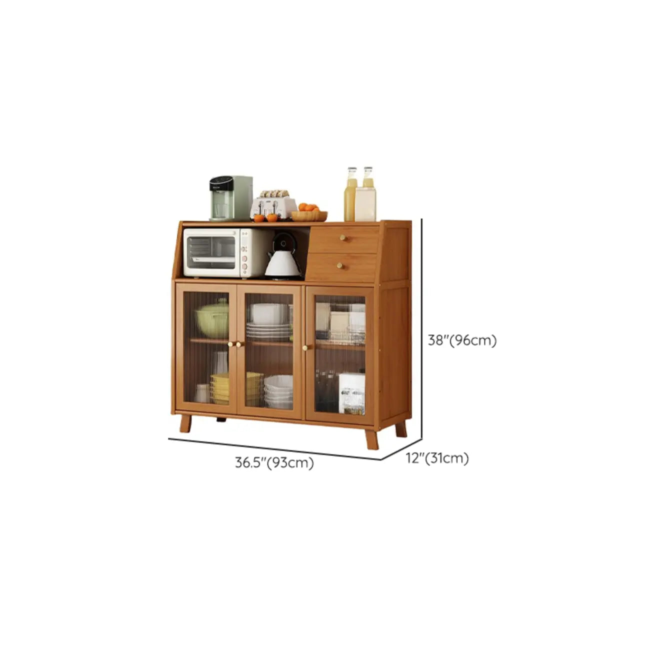 Modern Bamboo Narrow Buffet with Ample Storage
