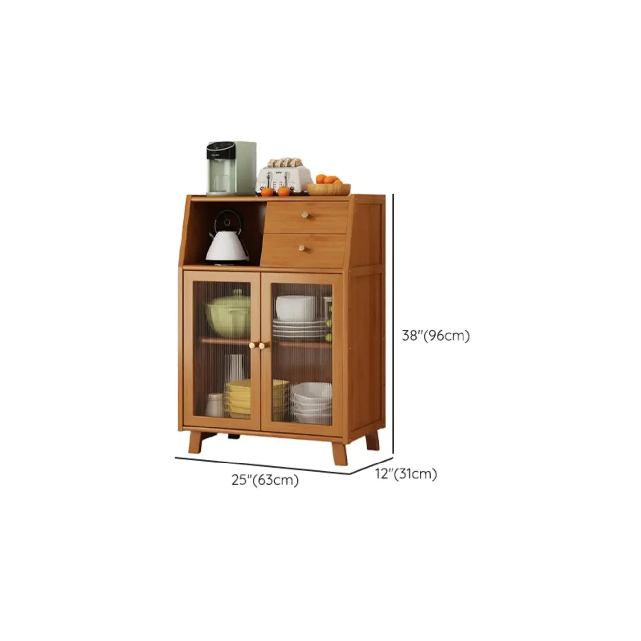 Modern Bamboo Narrow Buffet with Ample Storage