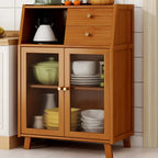 Modern Bamboo Narrow Storage Buffet Cabinet