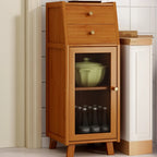 Modern Bamboo Narrow Storage Buffet Cabinet