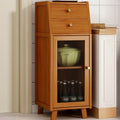 Modern Bamboo Narrow Storage Buffet Cabinet