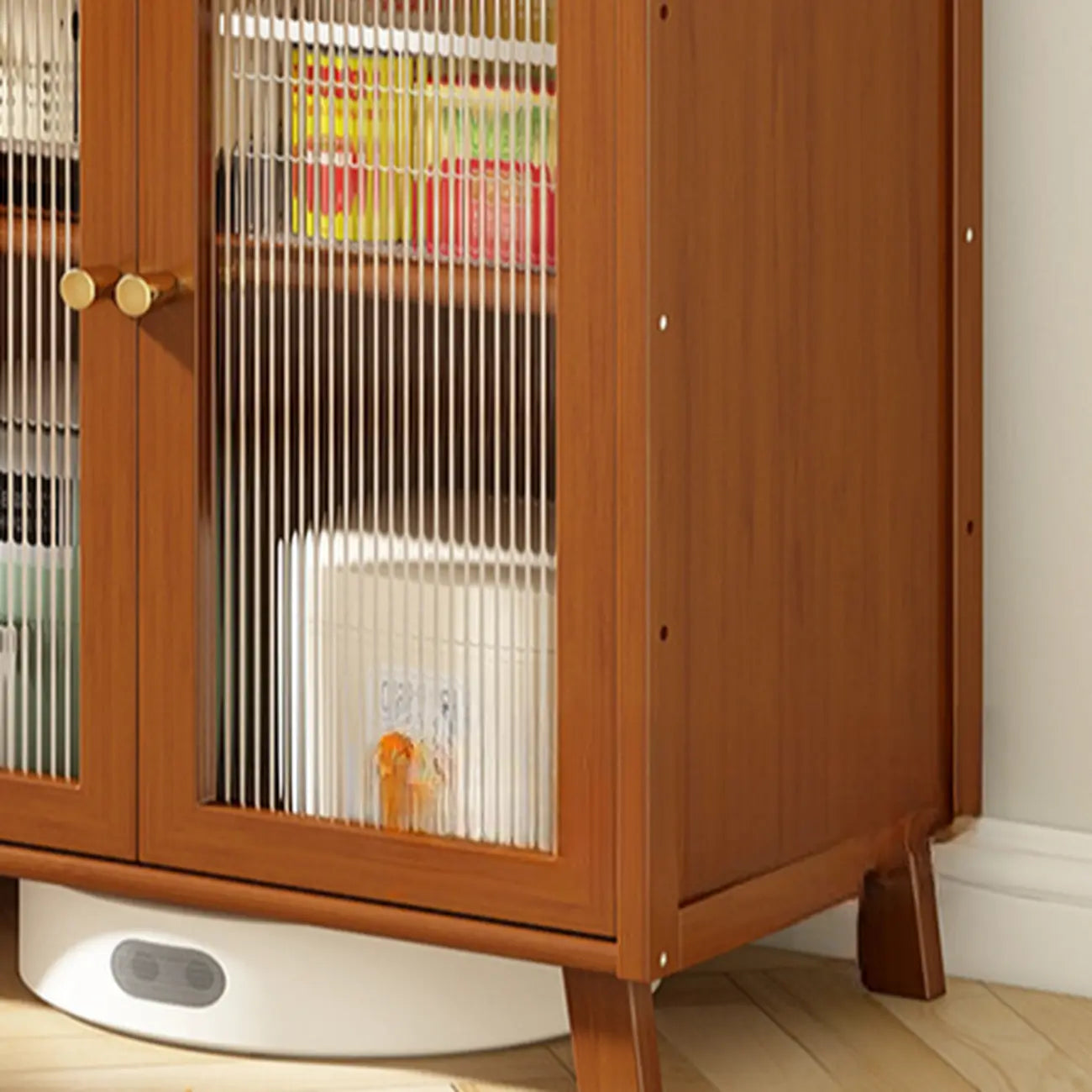 Modern Bamboo Narrow Storage Buffet Cabinet