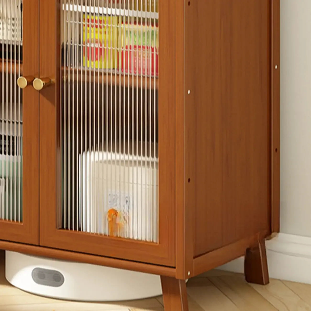 Modern Bamboo Narrow Storage Buffet Cabinet