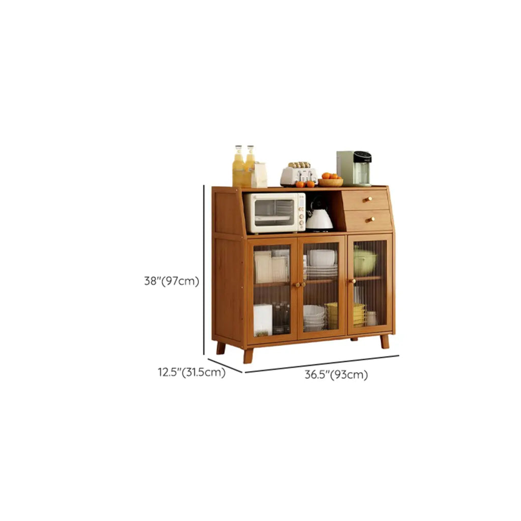 Modern Bamboo Narrow Storage Buffet Cabinet