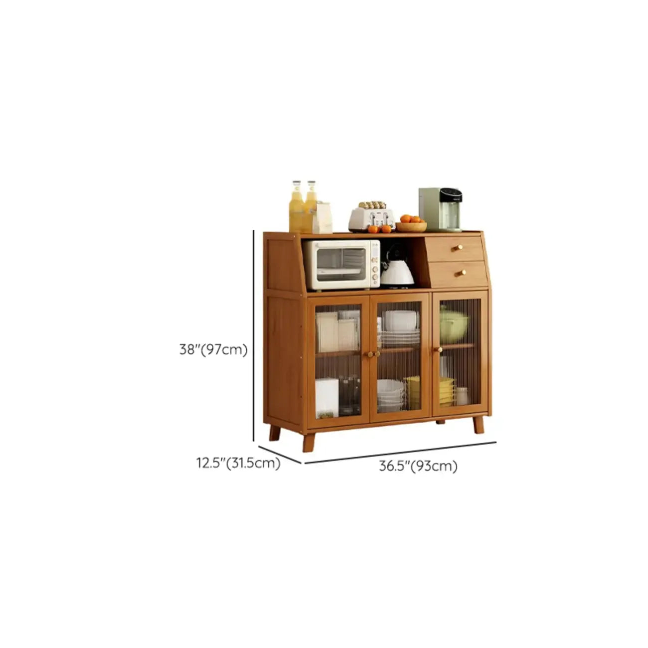 Modern Bamboo Narrow Storage Buffet Cabinet