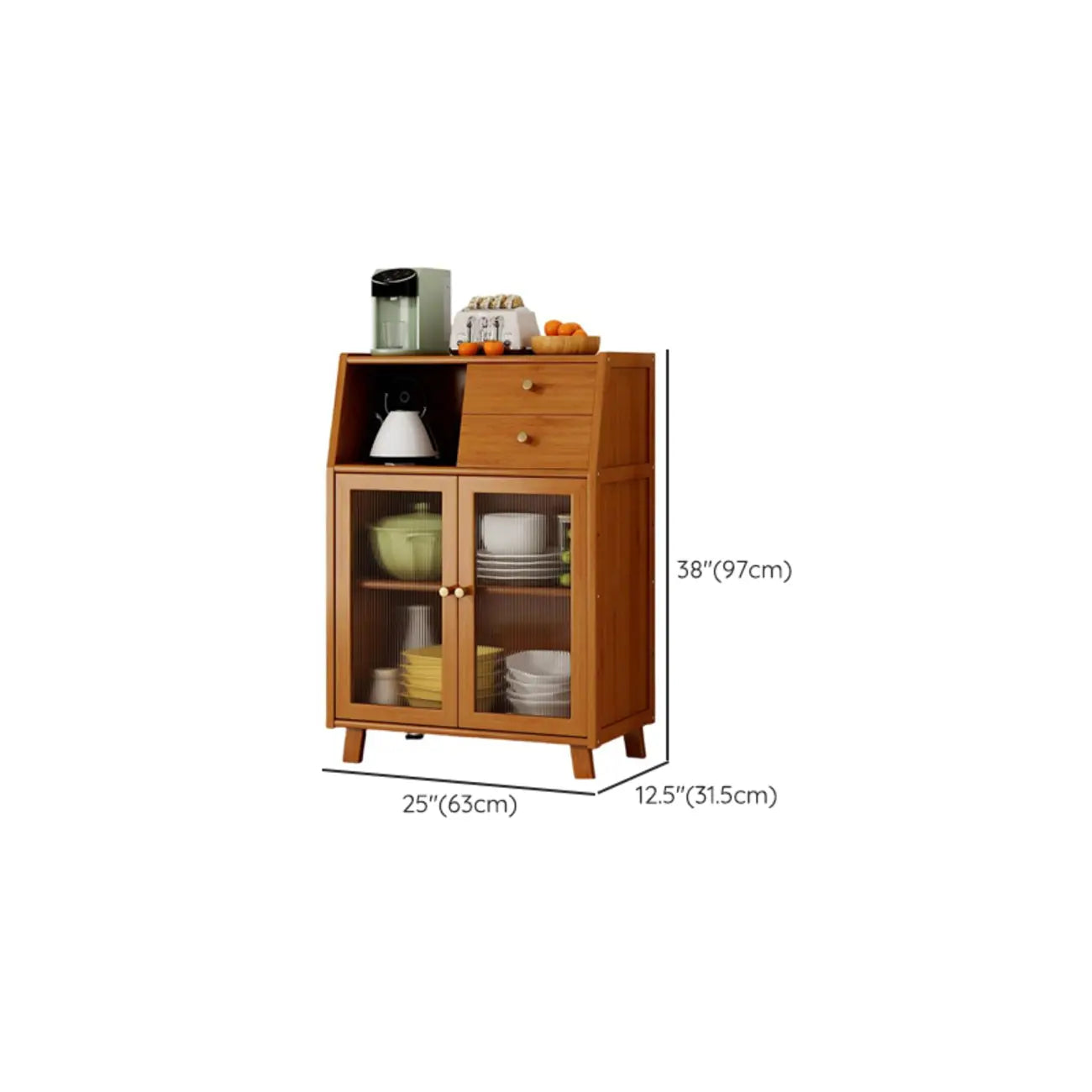 Modern Bamboo Narrow Storage Buffet Cabinet