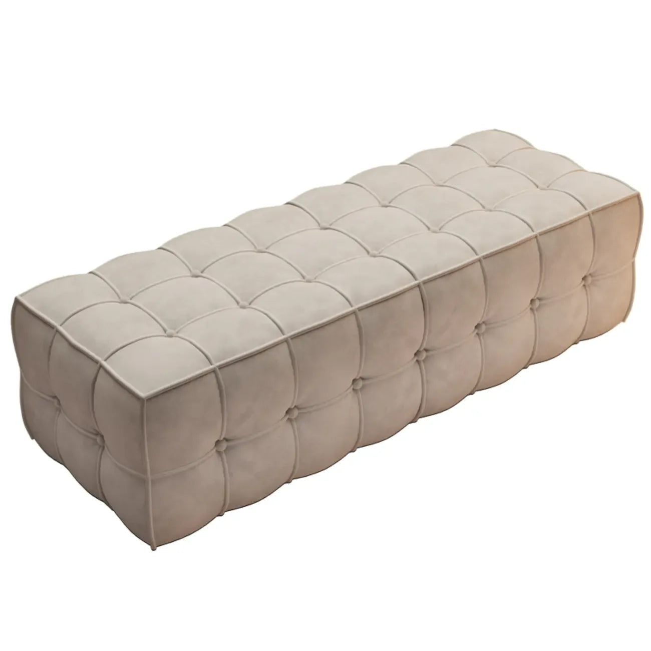 Modern White Upholstered Tufted Bedroom Bench