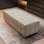 Modern White Upholstered Tufted Bedroom Bench