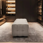 Modern White Upholstered Tufted Bedroom Bench