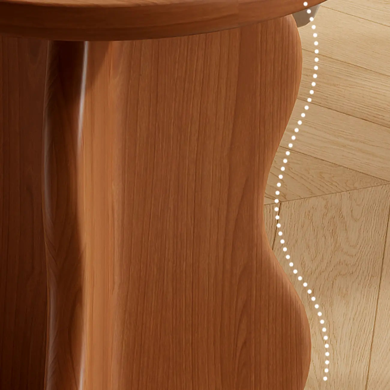 Modern Round Curved Base Wooden End Table for Living Room