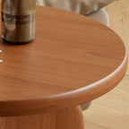 Modern Round Curved Base Wooden End Table for Living Room