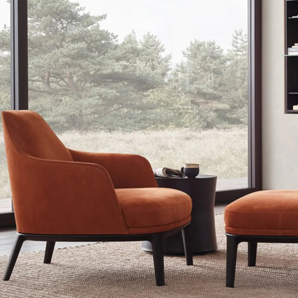 Modern High Back Living Room Accent Chair with Ottoman