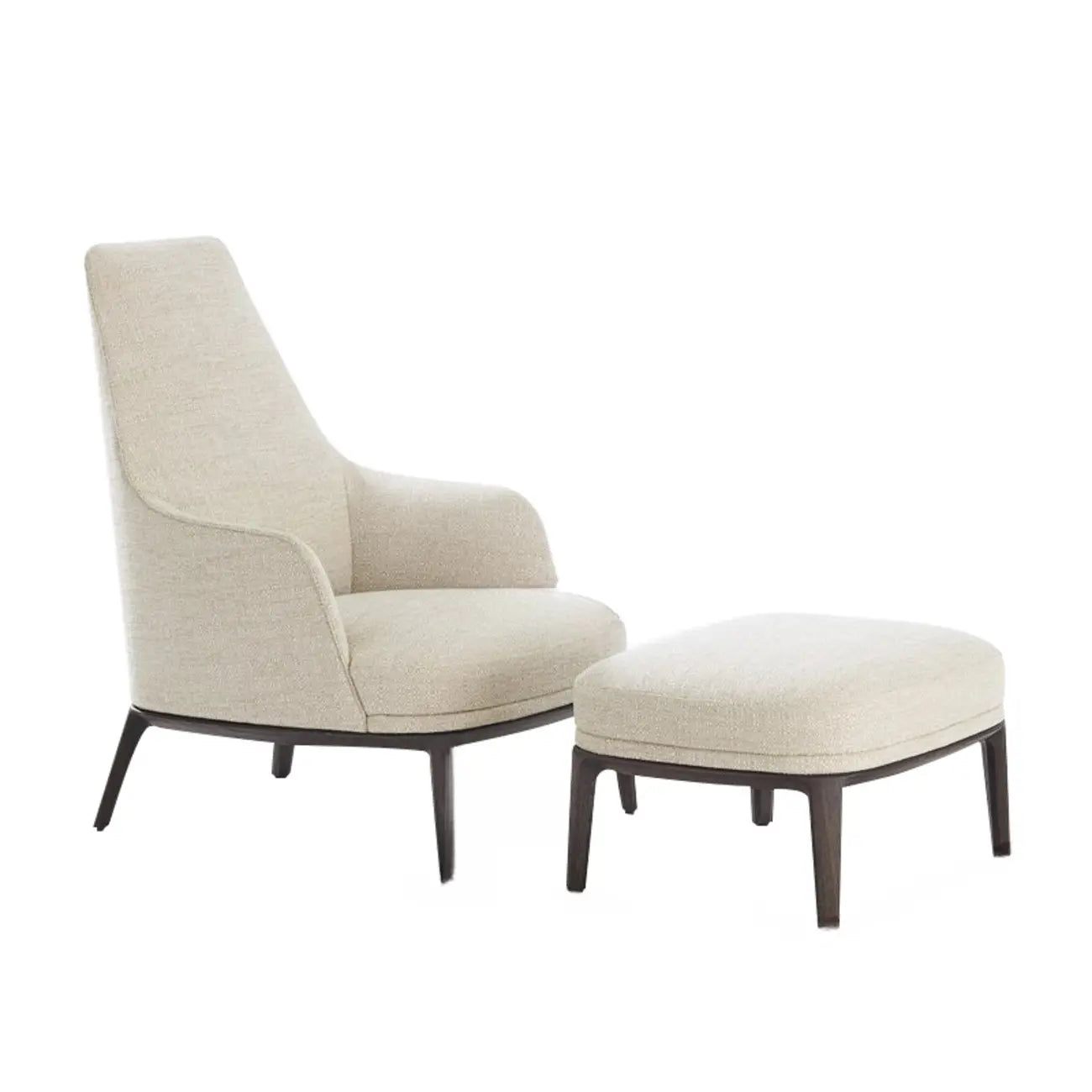 Modern High Back Living Room Accent Chair with Ottoman