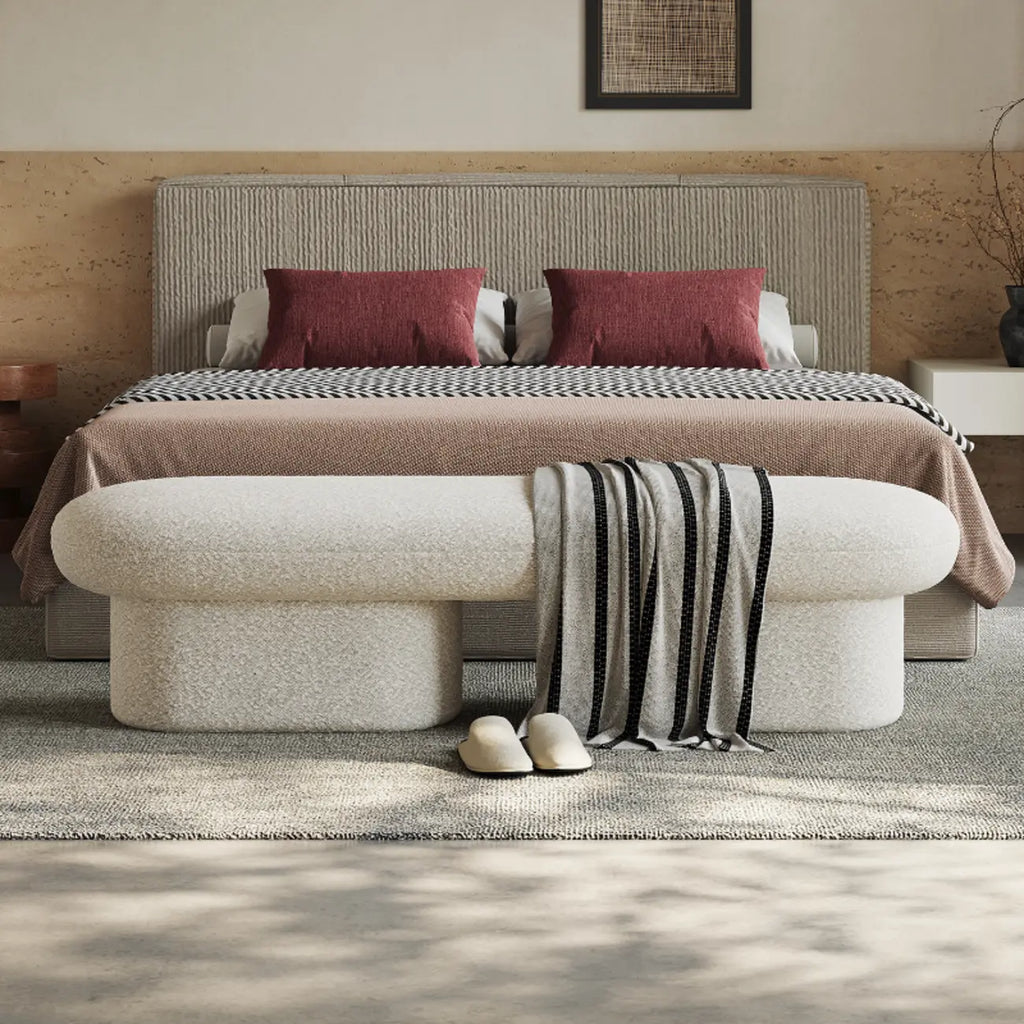 59 Contemporary Beige Upholstered Bedroom Bench