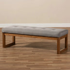 Traditional Upholstered Gray Bedroom Bench Wood Frame