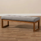 Traditional Upholstered Gray Bedroom Bench Wood Frame