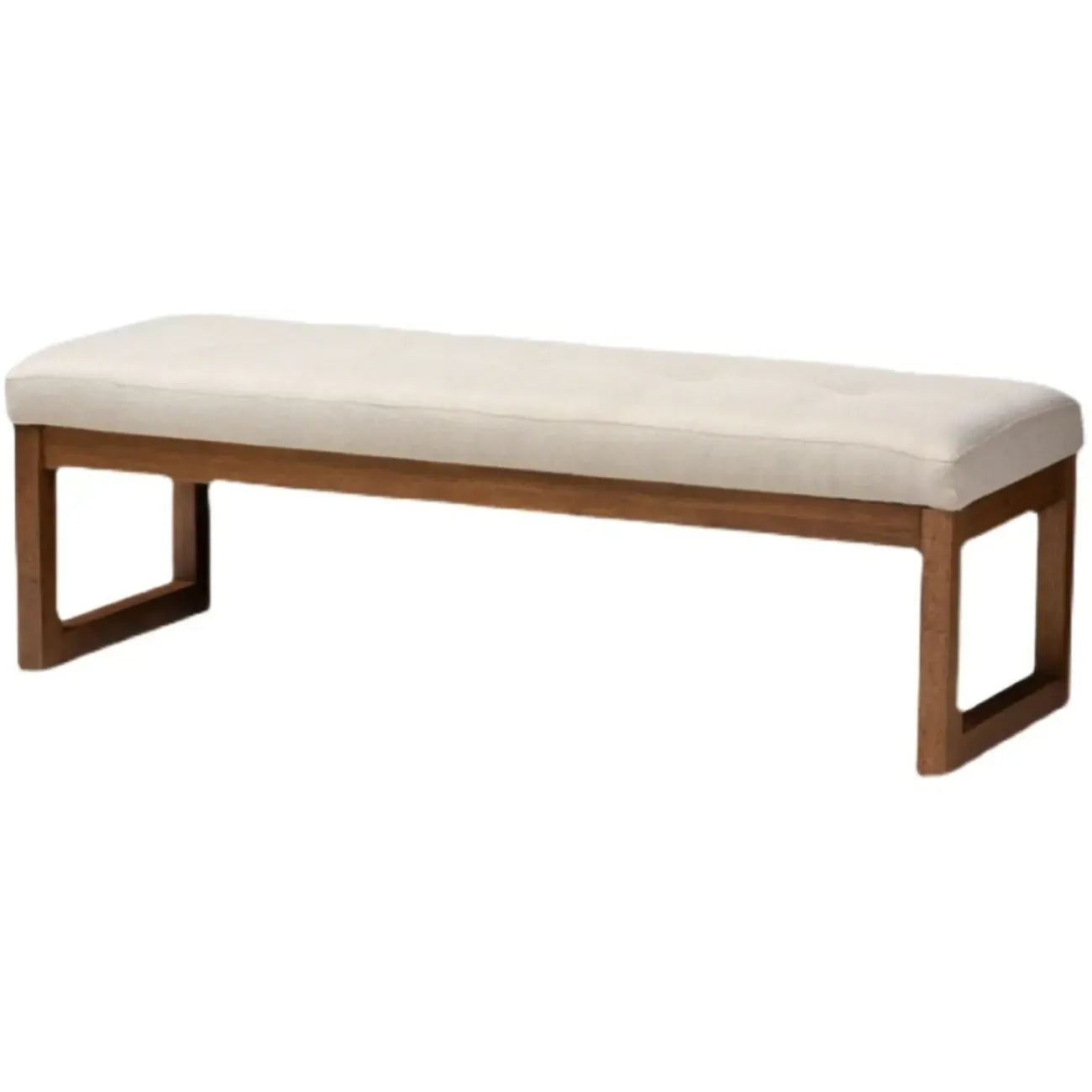 Traditional Upholstered Gray Bedroom Bench Wood Frame