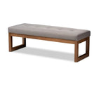 Traditional Upholstered Gray Bedroom Bench Wood Frame