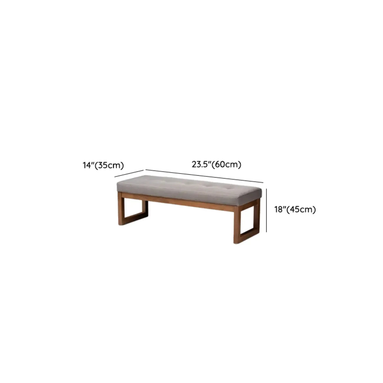 Traditional Upholstered Gray Bedroom Bench Wood Frame
