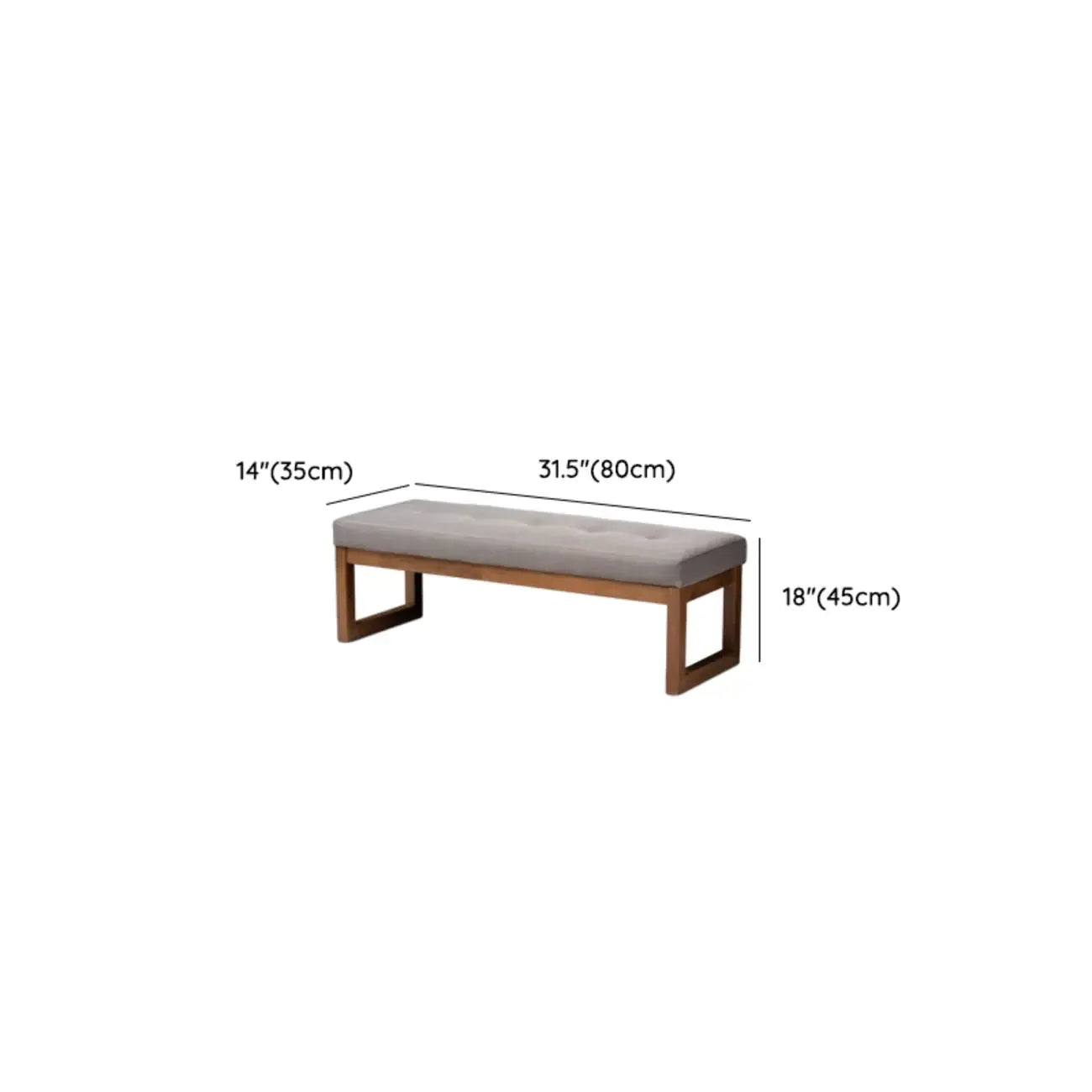 Traditional Upholstered Gray Bedroom Bench Wood Frame