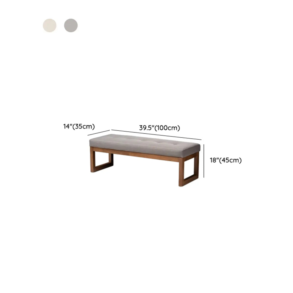 Traditional Upholstered Gray Bedroom Bench Wood Frame