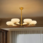 Gold Glass Flower Shaped Modern Linear Chandelier Light