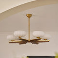 Gold Glass Flower Shaped Modern Linear Chandelier Light