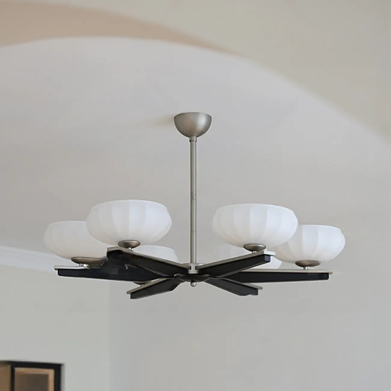 Gold Glass Flower Shaped Modern Linear Chandelier Light