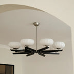 Gold Glass Flower Shaped Modern Linear Chandelier Light