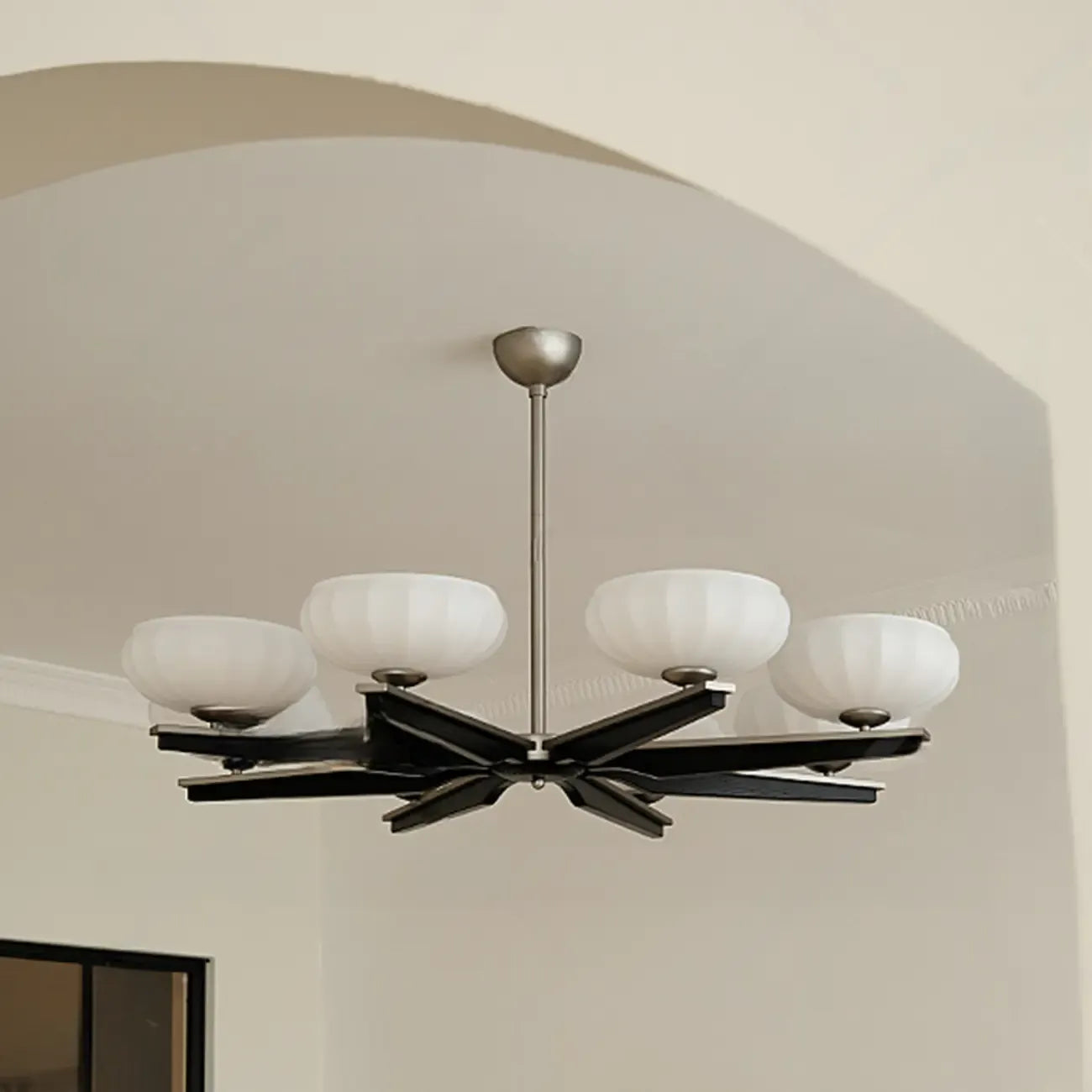 Gold Glass Flower Shaped Modern Linear Chandelier Light