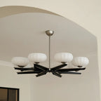 Gold Glass Flower Shaped Modern Linear Chandelier Light