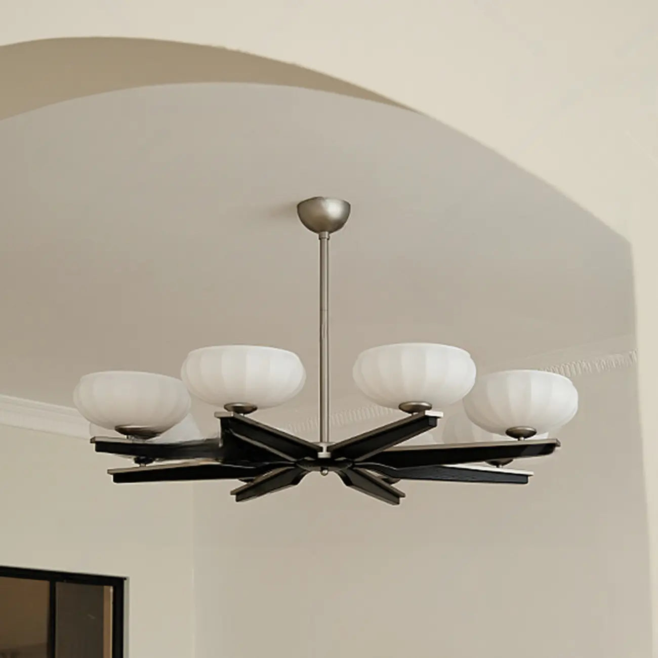 Gold Glass Flower Shaped Modern Linear Chandelier Light