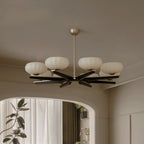 Gold Glass Flower Shaped Modern Linear Chandelier Light