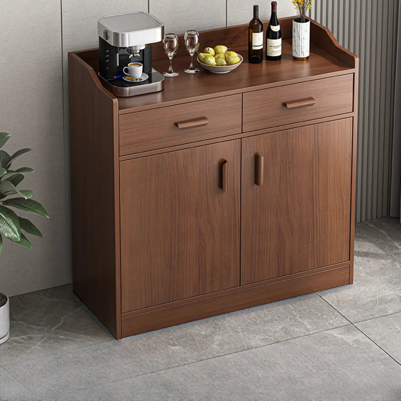 Modern Narrow Wood Sideboard Multiple Drawers Cabinets