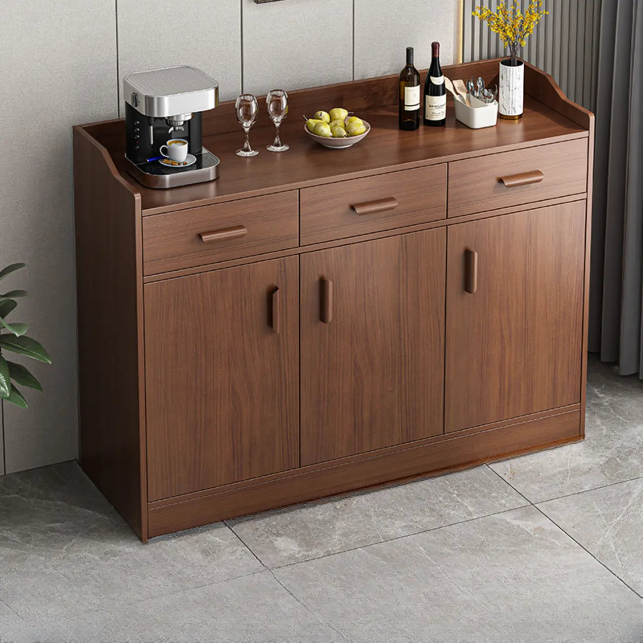 Modern Narrow Wood Sideboard Multiple Drawers Cabinets